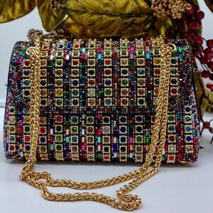 Woman's Elegant Rhinestone Clutch Evening Purse